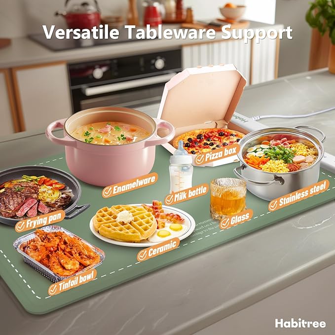 Food Warming Mat - Day Gifts & Kitchen Gadget, Electric Warming Tray with 6 Heat Settings,6 Timers,Graphene Rapid Heating, Portable & Rollable,Easy Clean-Food Warmers for Parties, Buffets & Daily Use