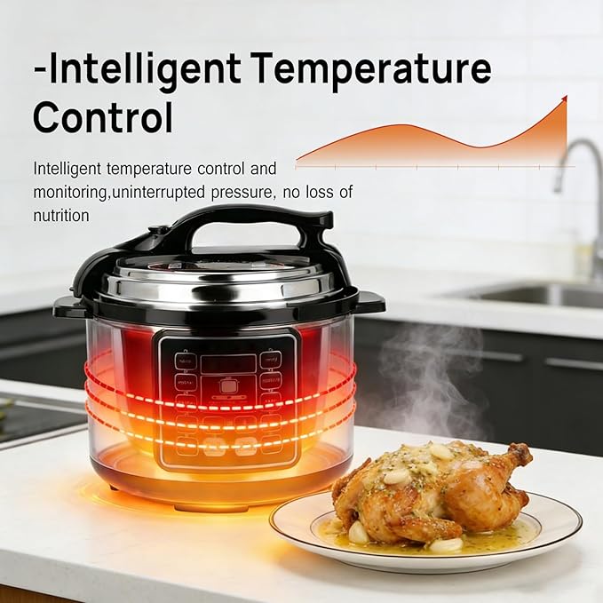 10 in 1 Electric Pressure Cooker with 24-Hour Reservation Function, 6L, Slow Cooker, Rice Cooker, Wok, Cake, Yogurt, Make Cooking Easier (Black)