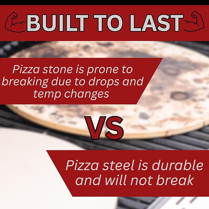 ThermiChef 16x16 Pizza Steel, 1/4" Thick, 17.6 lbs - Cooking Steel for Oven & Grill - Made in USA