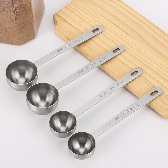 4Pcs Coffee Scoop - 2pcs 15ML and 2pcs 30ML Stainless Steel Tablespoon Measuring Spoon with Long Handle