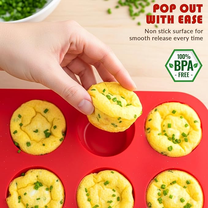 HKNMTT Silicone Muffin Pan for Baking, Cupcake Egg bites Brownie Mold 12 Cup Regular Size, Oven Safe BPA Free kitchen Appliances