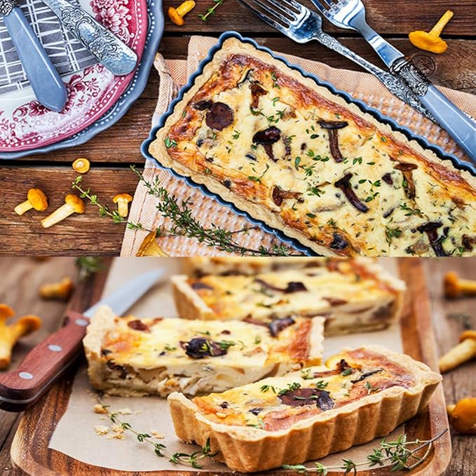 Mini Tart Pan Set of 6 Rectangular Non-Stick 4 Inch Quiche Pan Loose Removable Bottom Tart Pan for Pies, Quiche Bakeware, Cheese Cakes, Desserts