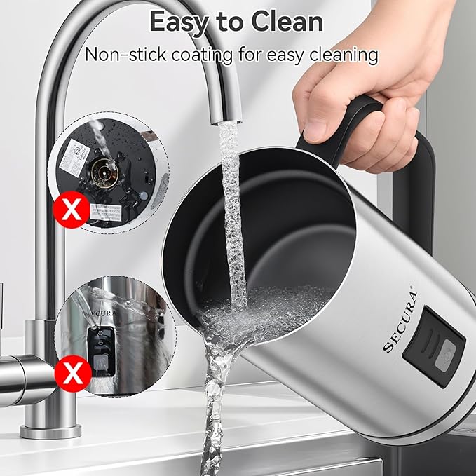 Secura Milk Frother, Electric Milk Steamer Stainless Steel, 8.4oz/250ml Automatic Hot and Cold Foam Maker and Milk Warmer for Latte, Cappuccinos, Macchiato, 120V