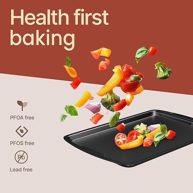 Bakken Swiss - Bakeware Set – 6 Piece – Stackable, Deluxe, Non-Stick Baking Pans for Professional and Home Cooking – Carbon Steel, Gray Coating