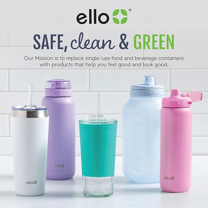 Ello Pop & Fill 40oz Stainless Steel Water Bottle with Quick Fill Technology, Double Walled and Vacuum Insulated Metal, Leak Proof Locking Lid, Sip and Chug, Reusable, BPA Free, Coastal Sunrise