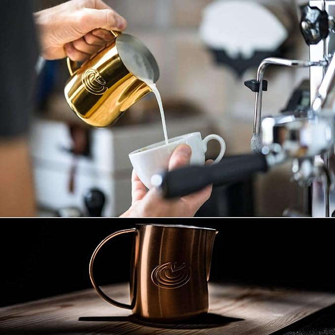 Barista Swag Curved Body Coffee Milk Frothing Cup for Espresso Machines Latte Art 500ml Steaming Pitchers (Teflon White)