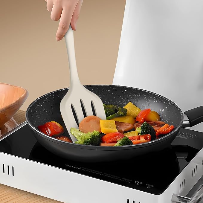 AOTHOD Silicone Cooking Utensils Set - 446°F Heat Resistant Silicone Kitchen Utensils,Spatula,Spoon, Kitchen Utensil Sets Gadgets Tools Set for Nonstick Cookware,Dishwasher Safe Bpa Free (Cream White)