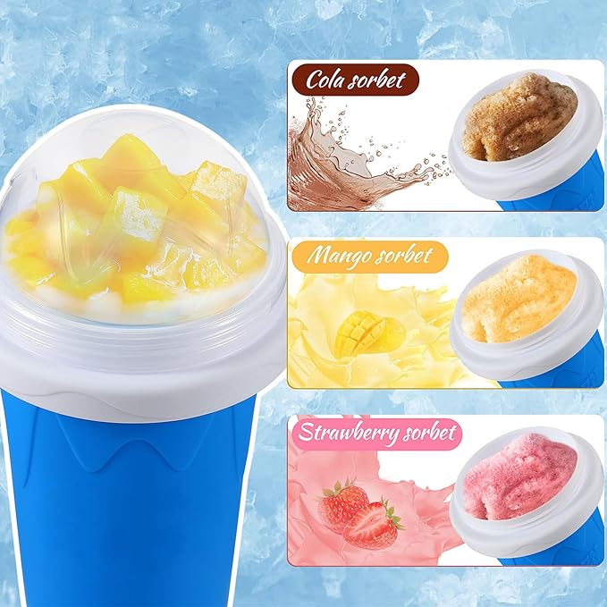 REGNBUE Slushy Maker Cup, Quick Frozen Magic Squeeze Cup for Juice Milk Yogurt Ice Cream Make, DIY Smoothie Cooling Cup with Lid & Straw for Kids Friends Family