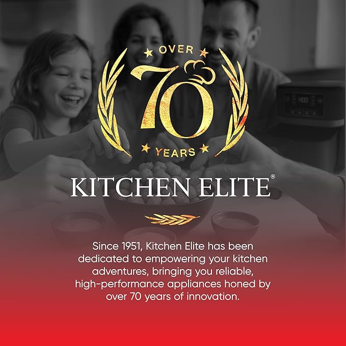 Kitchen Elite 3 Quart Digital Air Fryer Oven Compact Countertop Oil-Free Cooker with PFAS-Free Nonstick Basket, Easy Clean, Black