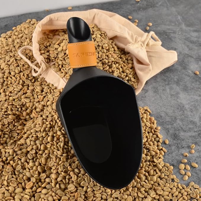 CAFEMASY Coffee Bean Scale Measure Scoop Shovel Kilo Bean Scooper (Black-Small)