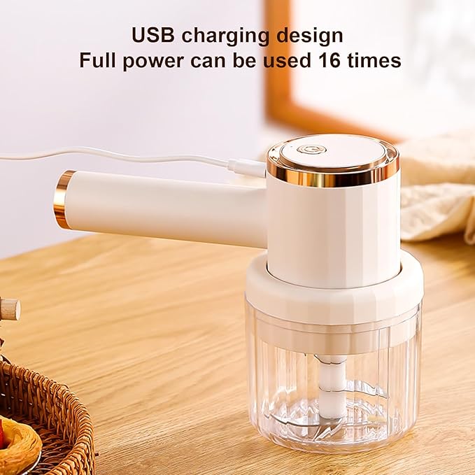 Electric Garlic Chopper | 300ml USB Rechargeable Food Processor - Garlic Chopper Electric,for Nut Chili Onion Meat Veggie Chicken Ginger Fruit Puree Kitchen Home