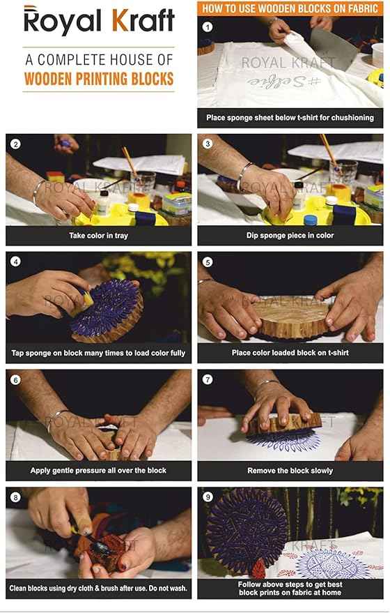 Royal Kraft Assorted Wooden Block Printing Stamps (Set of 10) Bulk01_10