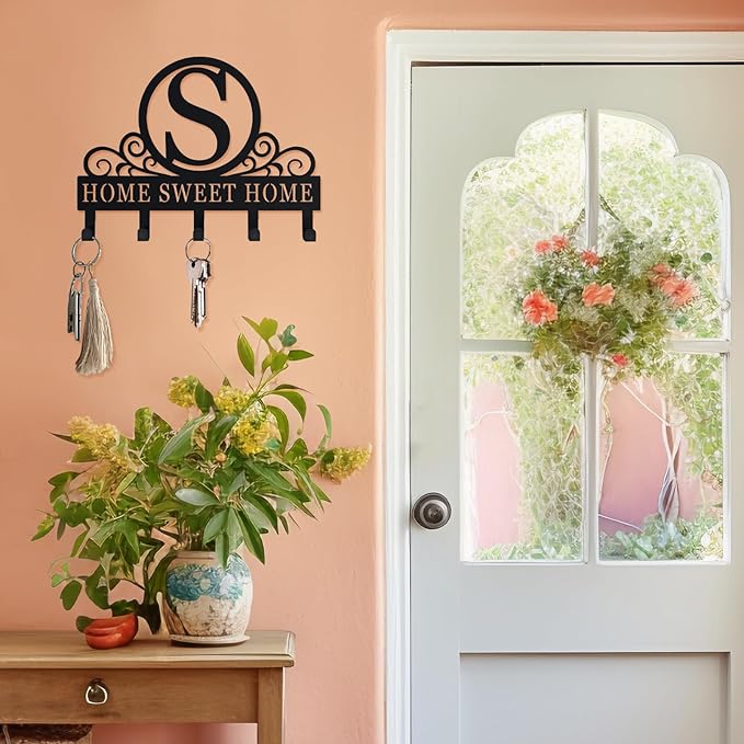 Custom Name Key Rack,Key Holder for Wall, Metal Key Holder Hooks Organizer Rack, Key Hanger Decor for Kitchen, Entryway, Hallway, Office, Doorway