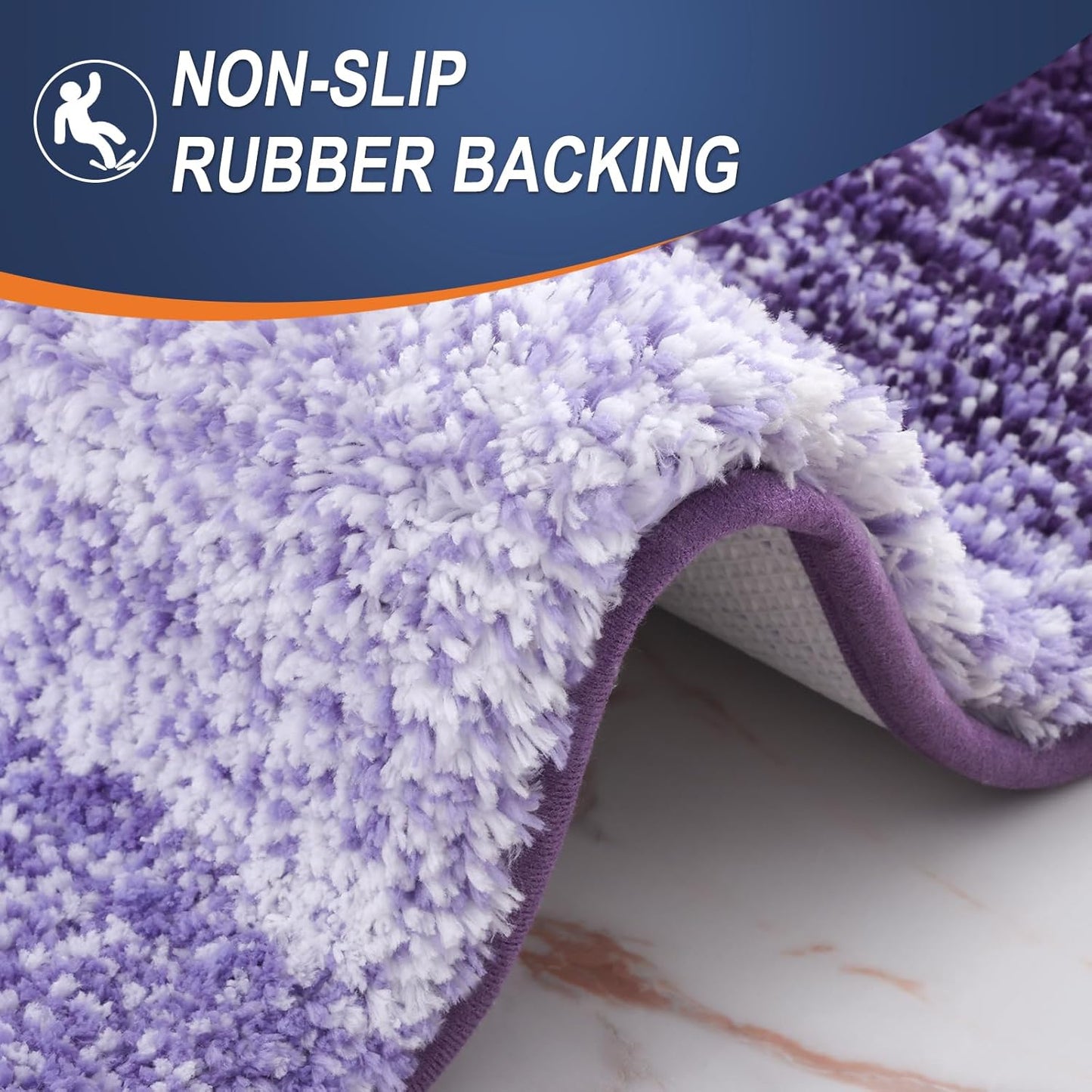OLANLY Bathroom Runner Rugs 47x24, Extra Soft Absorbent Microfiber Bath Rugs, Rubber Backing, Quick Dry, Machine Washable Bath Mats for Bathroom Floor, Tub and Shower, Home Decor Accessories, Violet