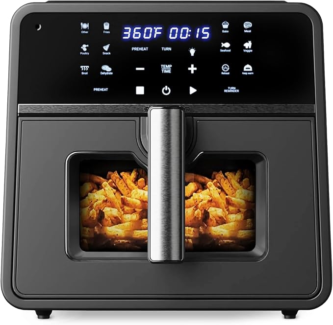 Emerson SmartVoice 10QT 6-in-1 Air Fryer, 1000+ Voice Control Commands, 100+ Recognized Food, No APP, No WIFI, No Setup, Nonstick Basket, Air Fry, Bake, Reheat, Dehydrate, 1700W