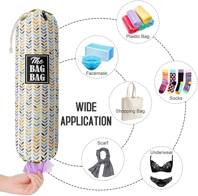 E-1 Leafage Grocery Bag Holder & Organizer - Wall Mount Plastic Bags Storage Container Dispenser - Kitchen Gifts For Women, Family & Friends