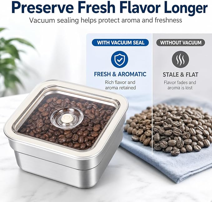Vacuum Sealed Food Storage Container with Air Valve (500ml)，Works With Handheld Vacuum Sealer Machine(Vacuum Sealer Not Included)