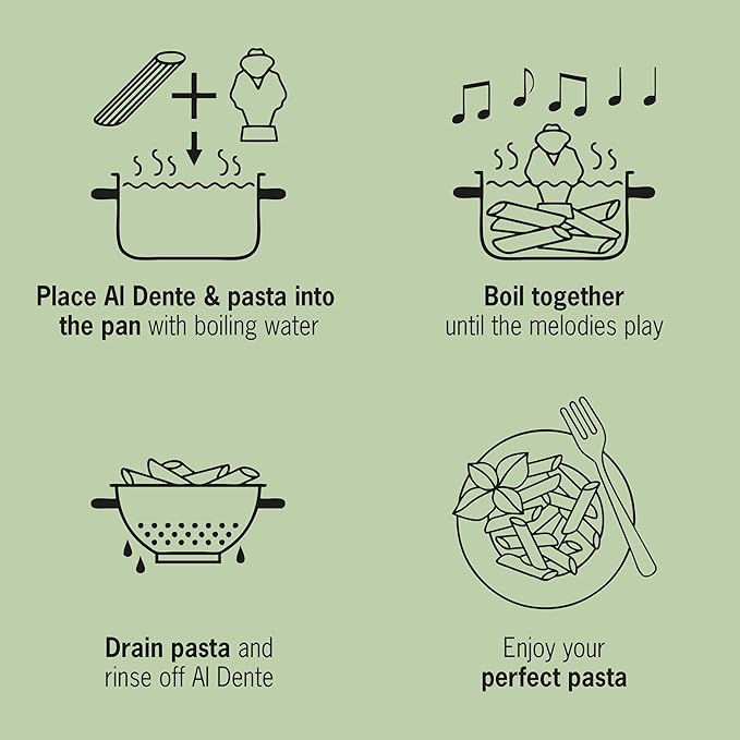 Al Dente Red - The Singing Floating Pasta Timer: Will Sing Different Tunes When Pasta is Ready at 3, 7, 9, and 11 Minutes, to be Boiled with Any Pasta in The Pot, Floats in Cold & Hot Boiling Water