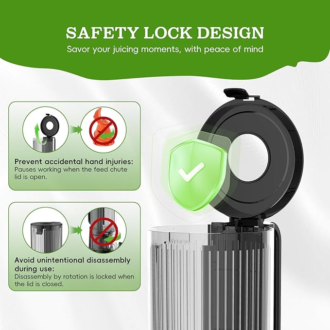Cold Press Juicer, Wide Feed Chute Juicer Machines, Stainless Steel Slow Masticating Juicers Easy to Clean, Vegetables & Fruits Juice Extractor, High Juice Yield, Brass Color Knob