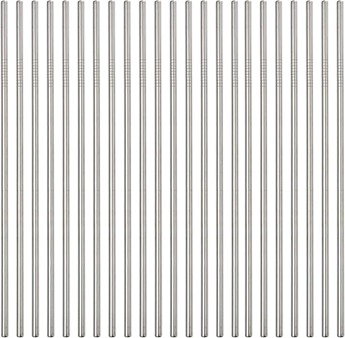 Reusable Metal Straws 100 Pieces, 8.5" Stainless Steel for 20oz 30oz Tumbler Yeti Cup, Drinking in Bulk for Wholesale (100pcs All Straight -8.5" Silver)
