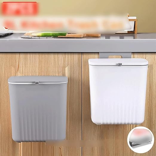 Hanging Trash Can, Kitchen Garbage Bin Waste Bins, Kitchen Hanging Trash Can with Lid Wall Mounted Kitchen Trash Can for Cabinet Door Recycling Trash Basket (Color : A)