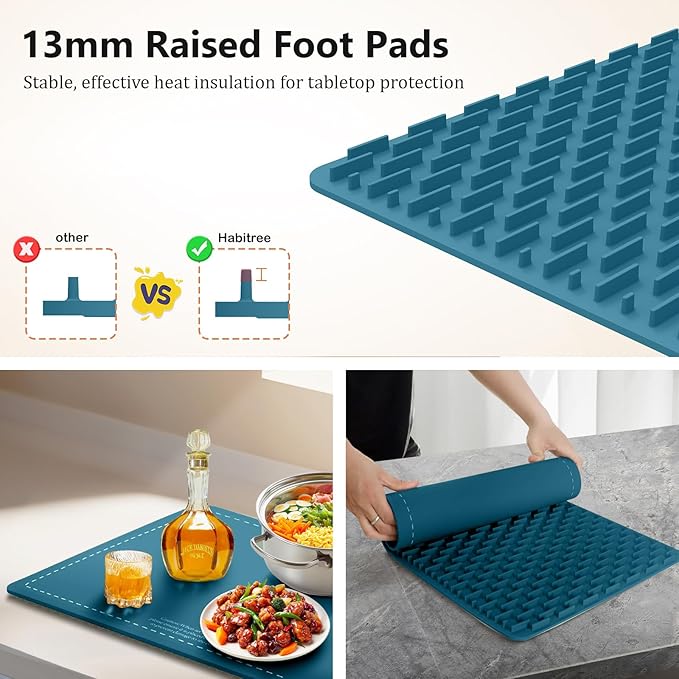 3-Pack Silicone Food Warming Mat & Food Warmers for Parties Buffet - Rapid Heating 6-Level Temp Control, Rollable Portable Easy Clean - Value Set for Gatherings & Home Daily Use（Blue）