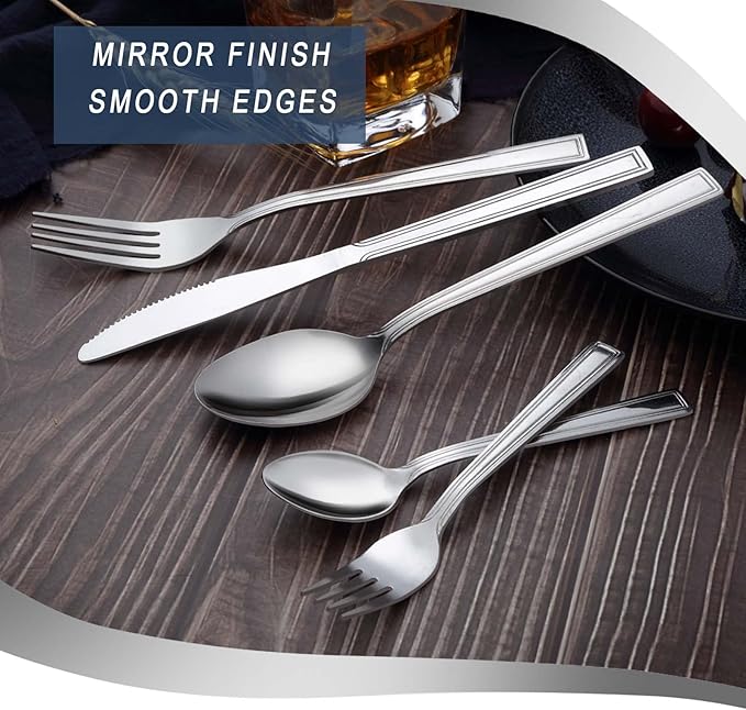 Silverware Set, Hunnycook 40-piece Silverware Set for 8, Stainless Steel Flatware Set, Include Fork Knife Spoon Set, Mirror Polished, Dishwasher Safe, Cutlery Set for Home Kitchen Restaurant Hotel