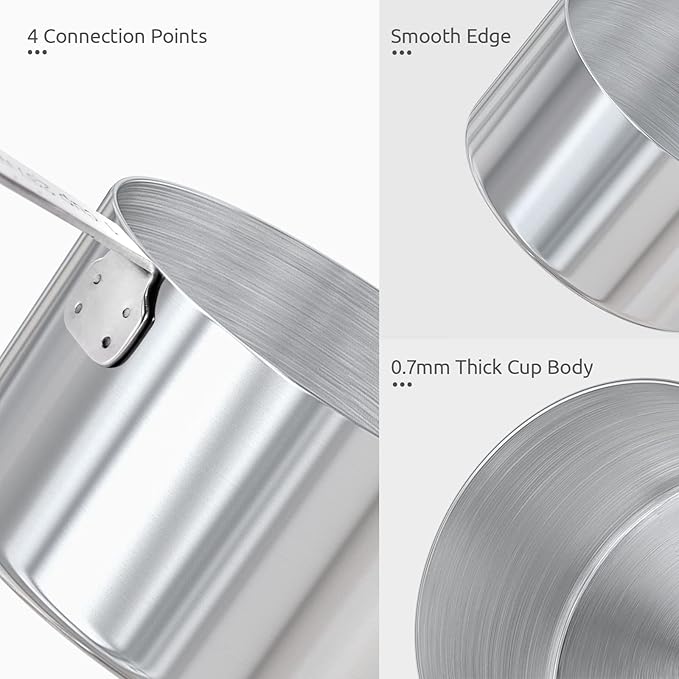 Measuring Cups and Spoons Set: U-Taste 18/8 Stainless Steel 12 Pieces Metal Stacking Kitchen Baking Cooking Food Measure Set 7 Cups 5 Spoons with Strengthened Weld Joints (Black, Upgraded Version)