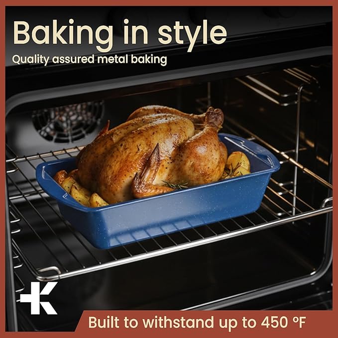 Nonstick Loaf Pan Set Pack of 4, Carbon Steel 11" Large Baking Bread Pan, Oven Safe Up to 450°F, PFOA, PFOS, PTFE Free, Space Saving Stackable Design, Stain Resistant, Dishwasher Friendly, Blue Marble