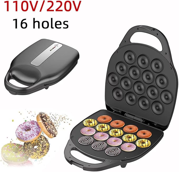 110/220V Electric 16 Capacity Mini Donut Maker Non Stick Donut Maker Baking Machine, Cake Pop Maker for Breakfast