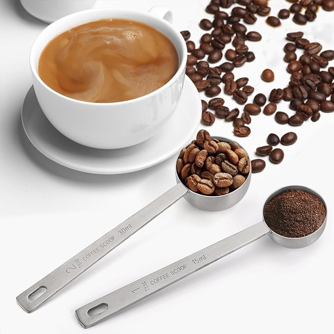 4Pcs Coffee Scoop - 2pcs 15ML and 2pcs 30ML Stainless Steel Tablespoon Measuring Spoon with Long Handle