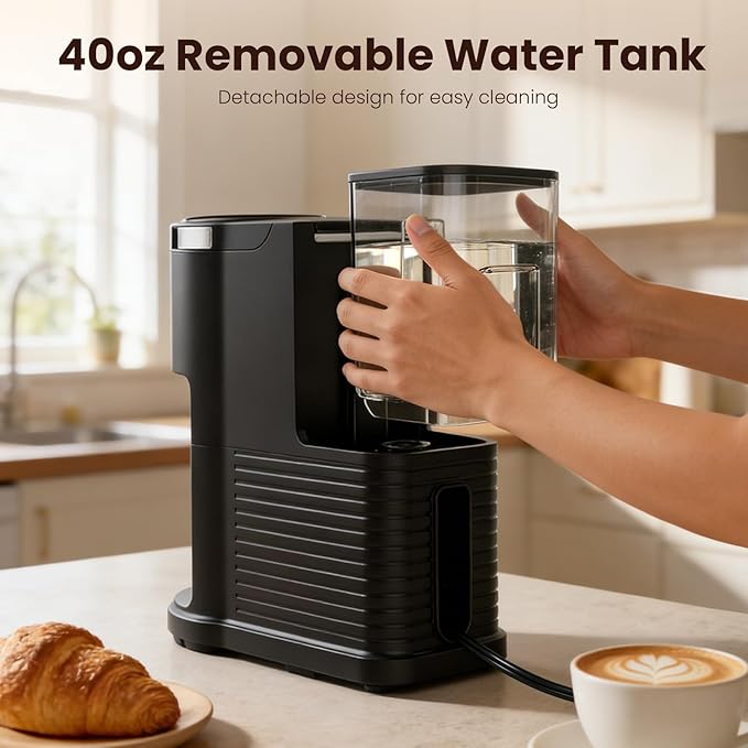 Kismile Single Serve Coffee Maker, 2 in 1 Drop Coffee Machine Compatible with K Cup & Ground Coffee, 5 Brew Sizes 6-14 Oz, 40oz Removable Water Tank,Self-Cleaning Function, Black