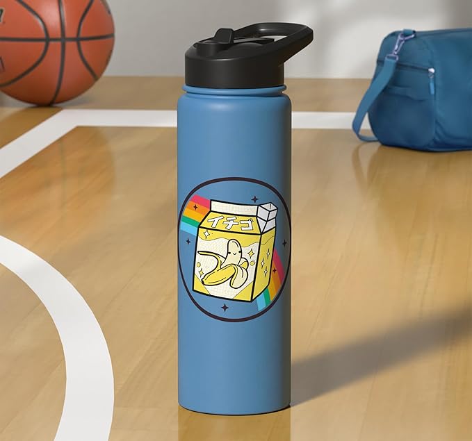 Banana Milk Carton Kawaii Retro Rainbow Anime Stainless Steel Insulated Water Bottle
