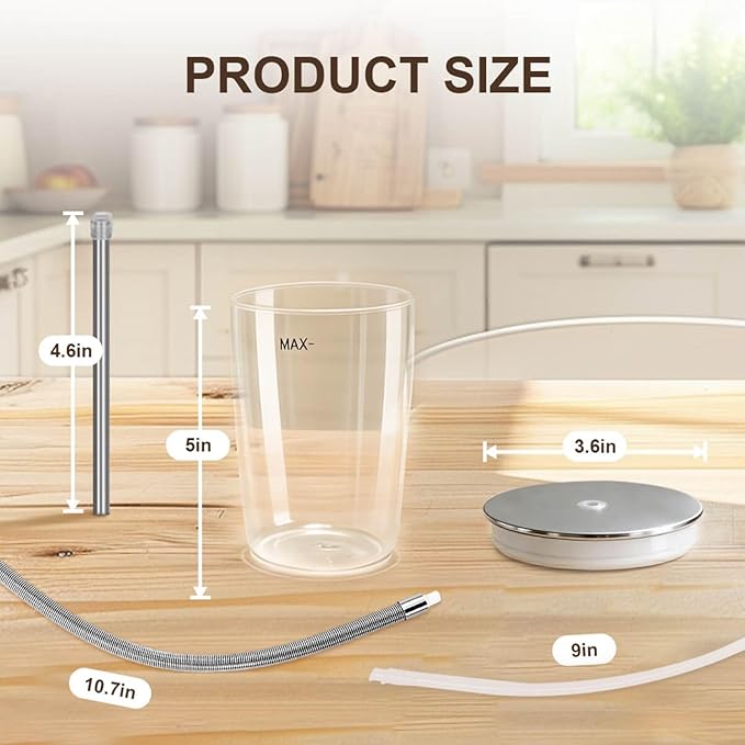 Glass Milk Container with Stainless Steel Milk Pipe Casing and HP3 Adapter Compatible with Jura Coffee Machine Models E8, S8, Z8, Z6 (16.9oz)，Replaceable for 72570