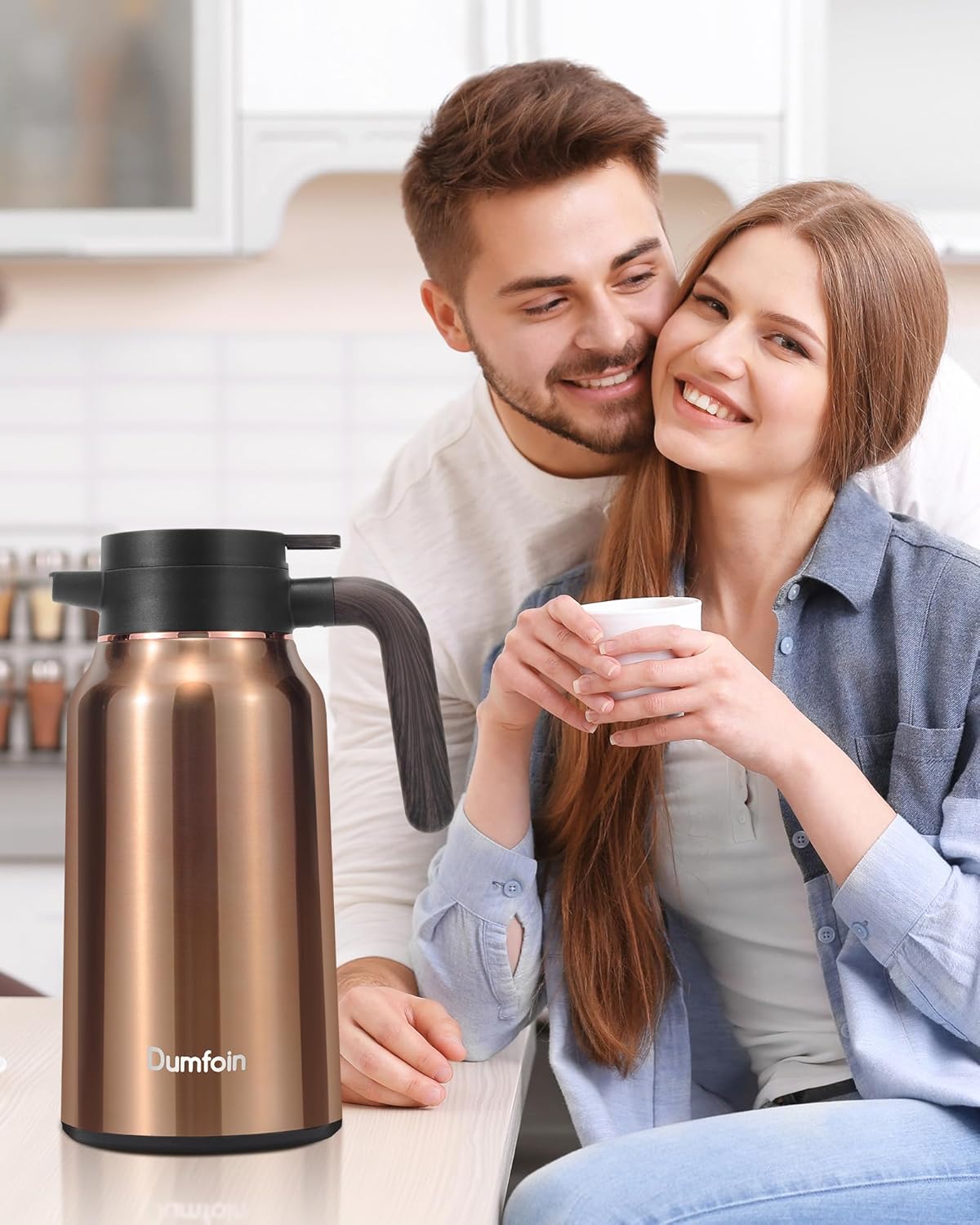 Carafes for Hot Liquids 70 oz - 12 Hour Stainless Steel Thermal Coffee Carafe-Insulated Coffee Carafes For Keeping Hot/Cold Coffee, Tea, Water, Drink Dispenser for Parties(2 gold)