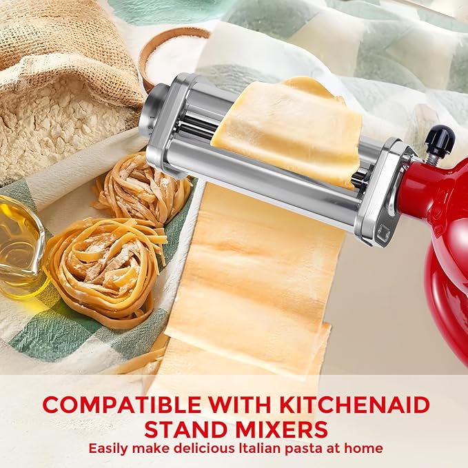 Pasta Roller for Kitchenaid Stand Mixer, Pasta Maker for Kitchenaid Mixer Attachments, Stainless Steel Pasta Attachment for Kitchenaid Stand Mixer, 8 Gears Adjustable by Gomen