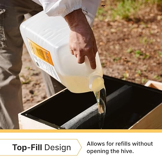 Mann Lake Top Hive Feeder with Unpainted Wood Super, Leakproof Single Piece Plastic Reservoir, Galvanized Steel Safety Screen, Deep High Capacity Feeder Insert for Honey Bees