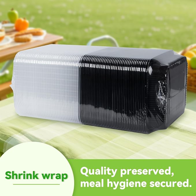 Meal Prep Containers Reusable 40 Pack 48oz - Shrink Wrap Leakproof | BPA Free Freezer & Microwave Safe Meal Prep | Portion Control Leftovers Food Container with Lid | Catering Takeout Boxes