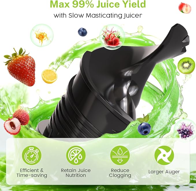 Juicer Machines, 5.4" Extra Large Feed Chute Cold Press Juicer, Juice Maker Extractor Machine with Touch Screen, Slow Masticating Juicer for Whole Vegetables & Fruits, High Juice Yield, Easy to Clean