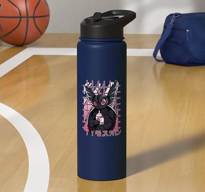 Mothman Kawaii Strawberry Milk Shake Carton Cryptids Stainless Steel Insulated Water Bottle