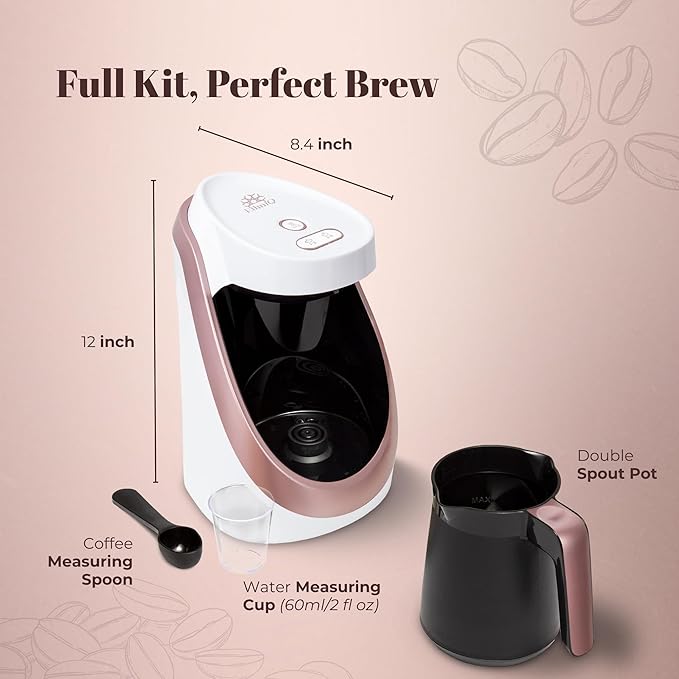 ETHNIQ Turkish Coffee Maker - 100% BPA Free, 120V, 1 to 4 Cup Brewing Capacity with Cook Sense Technology for Delicious Cup of Turkish & Greek Coffee, Turkish Coffee Pot (White)