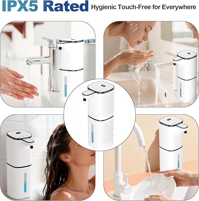 Automatic Liquid Soap Dispenser, 9 Adjustable Levels, 380ml/12.8oz, Touchless Hand Soap or Dish Soap Dispenser,IR Sensor & Display,Wall-Mount or Tabletop Use for Bathroom Kitchen