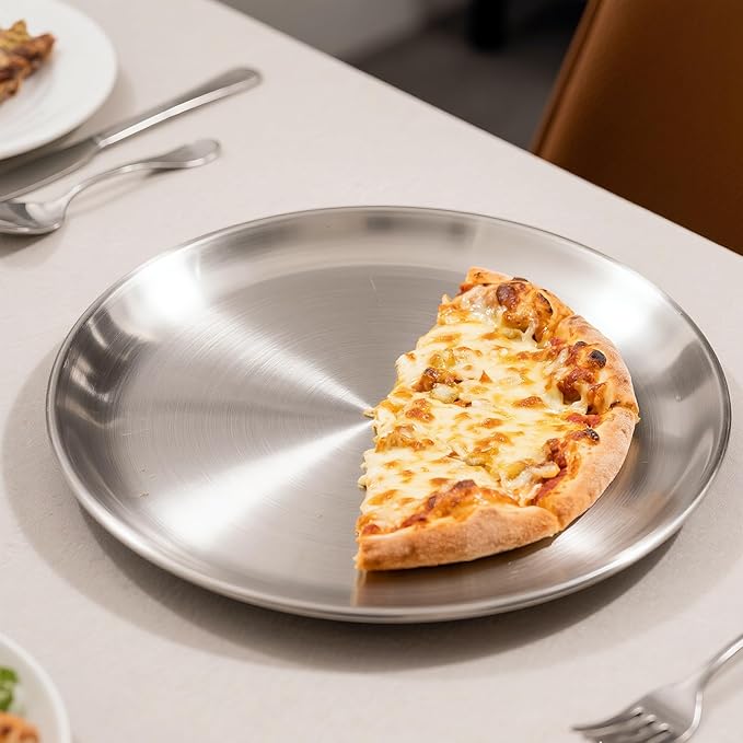 AWTBDP 13½ Inch Pizza Pan for Oven, Non-Stick Large Round Stainless Steel Pizza Pans, Durable Non-Toxic Pizza Tray for Cookie Pizza Pie Cake, Easy Clean & Dishwasher Safe