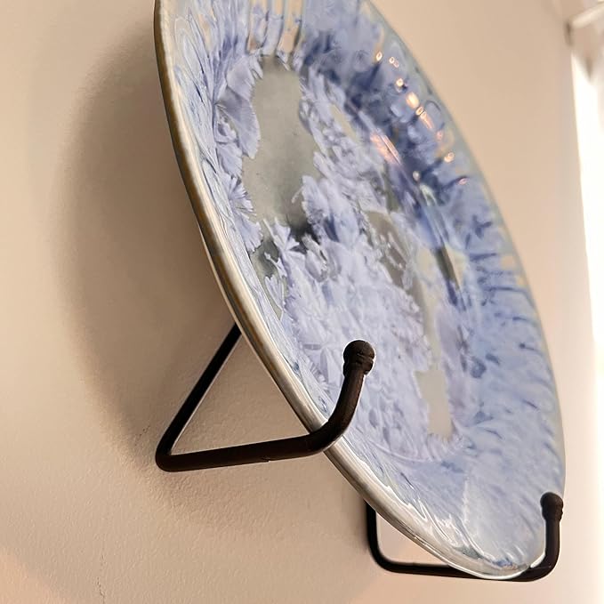 Milltown Merchants™ Metal Display Stand - Free Standing or Wall Mounted Decorative Plate Holder - Versatile Plate Hanger Stand - Black Metal Plate Stand (2 Pack, Medium)