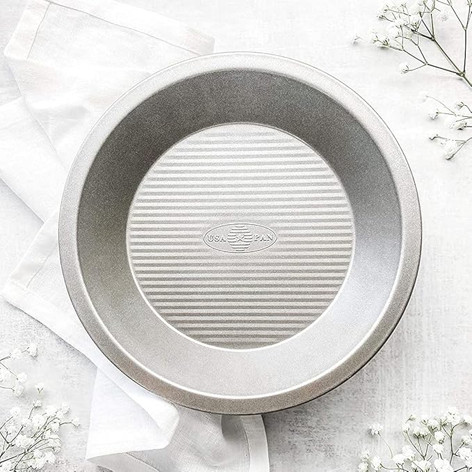 USA Pan Bakeware Aluminized Steel Commercial Pie Pan, Silver (Pack of 6)