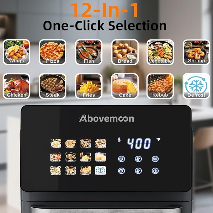 10L Large Xl Pro Air Fryer Oven With Grill Combo For Kitchen Countertop Use,12 in 1 Smart Convection Ovens,AirFryer With Glass View Window,Nonstick Basket,Fryer Liners,Removable Door-Black