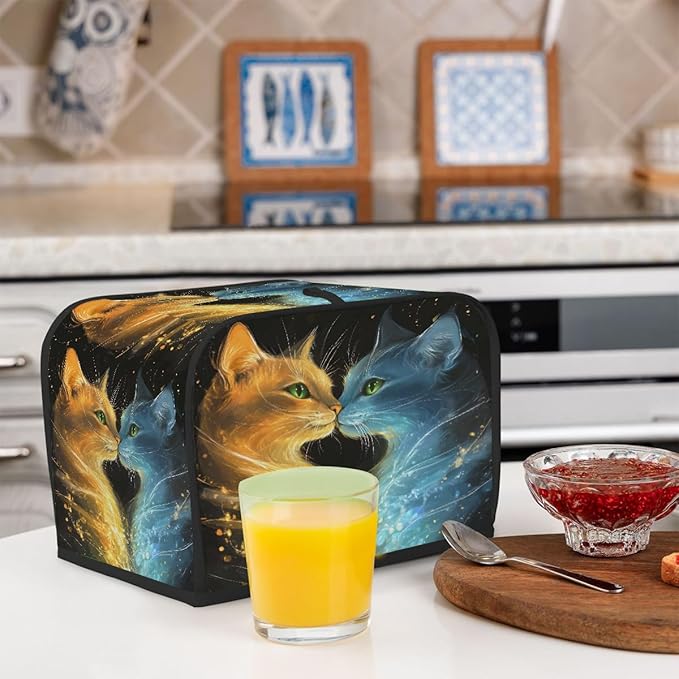Animal Cat Fire Toaster Cover 2 Slice Dust and Fingerprint Protection Toaster Bread Maker Covers Washable Kitchen Small Appliance Covers for Kitchen Accessories Decor Bakeware Women Gift