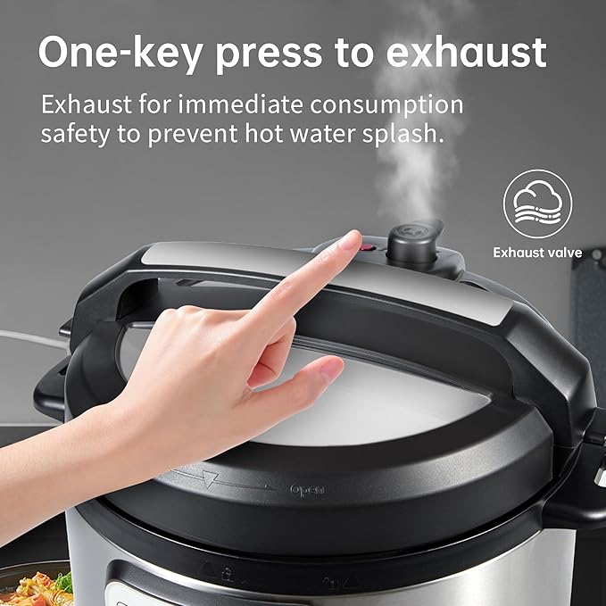 KINGBULL 12-in-1 Electric Pressure Cooker, Instant Multi-Use Non-Stick Pot, Slow Cooker, Rice Cooker, Steamer, Sauté, Yogurt Maker, Warmer &Delay Start,LED Screen& Manual(6QT)