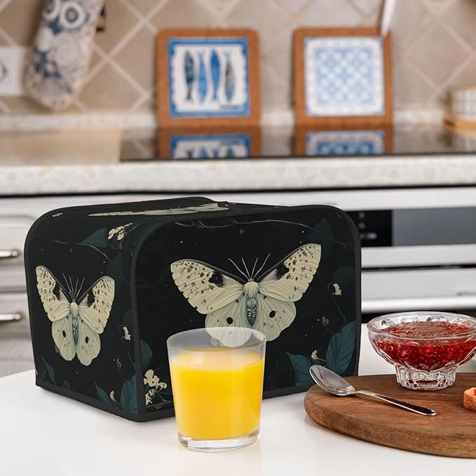 Aesthetics Butterfly Covers for Toasters 4 Slice,Cute Funny Bread Machine Cover with Handle,Washable Stain Resistant Kitchen Small Appliance Cover Dining Decor