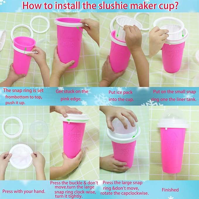 Slushie Maker Cup, DIY Magic Slushy Maker Squeeze Cups, Portable Smoothie Slushy Cup for Juices, Milk and Ice Cream Make, Double Layer Squeeze Slushy Maker Cup, Birthday Gifts for Mom Dad & Friends